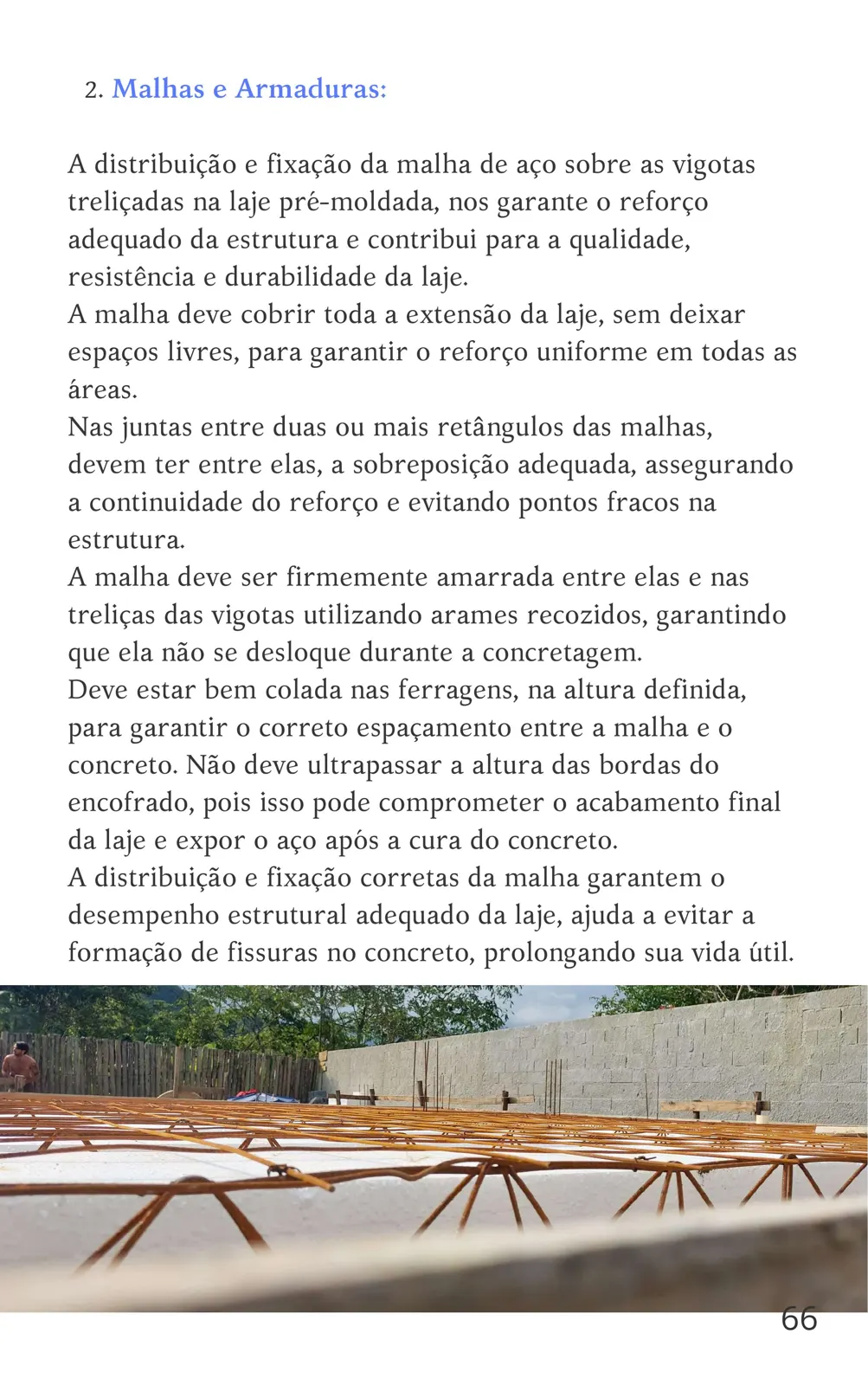 Malha de aço sobre as vigotas treliçadas