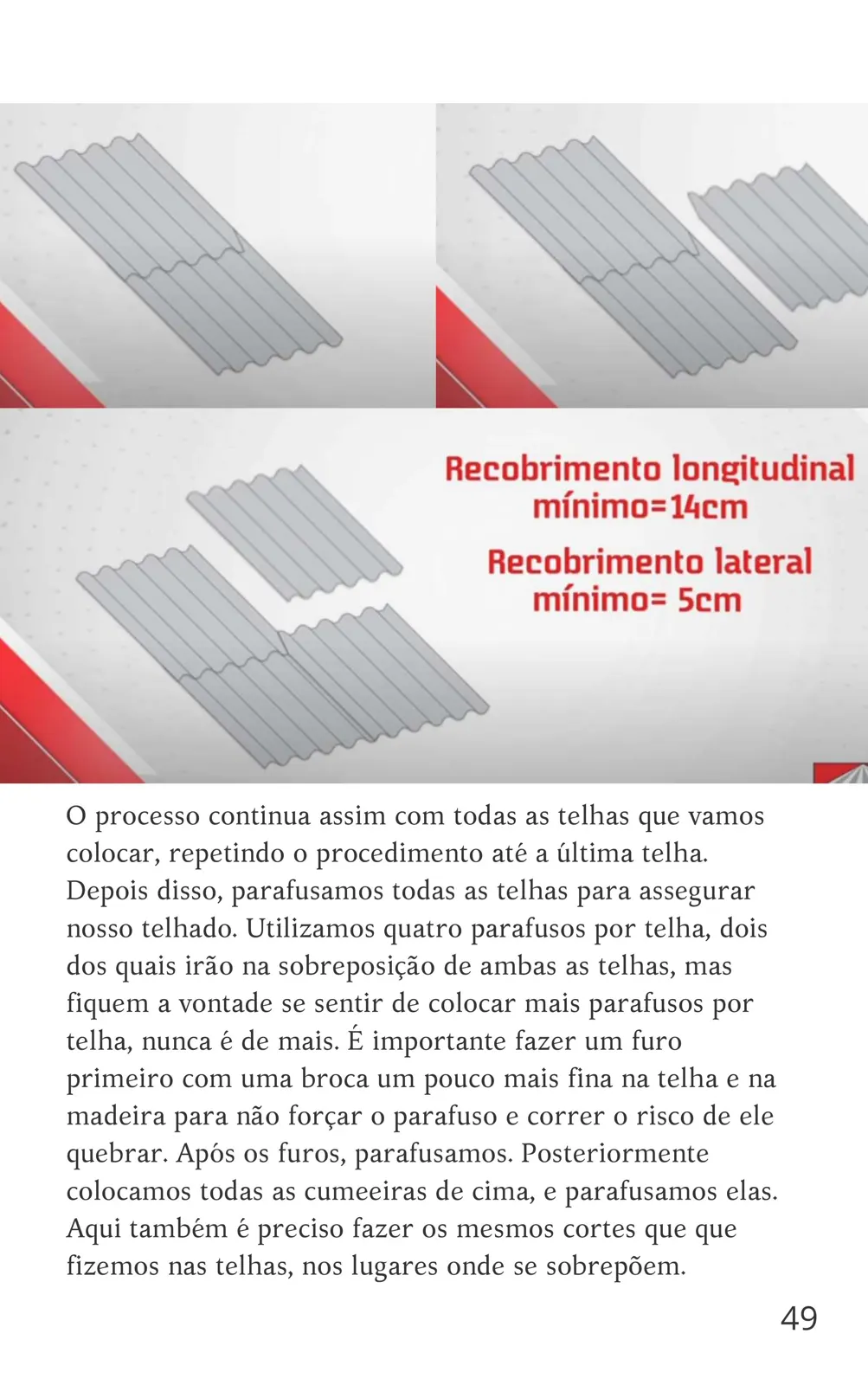 Fixação das telhas, parafuso por parafuso