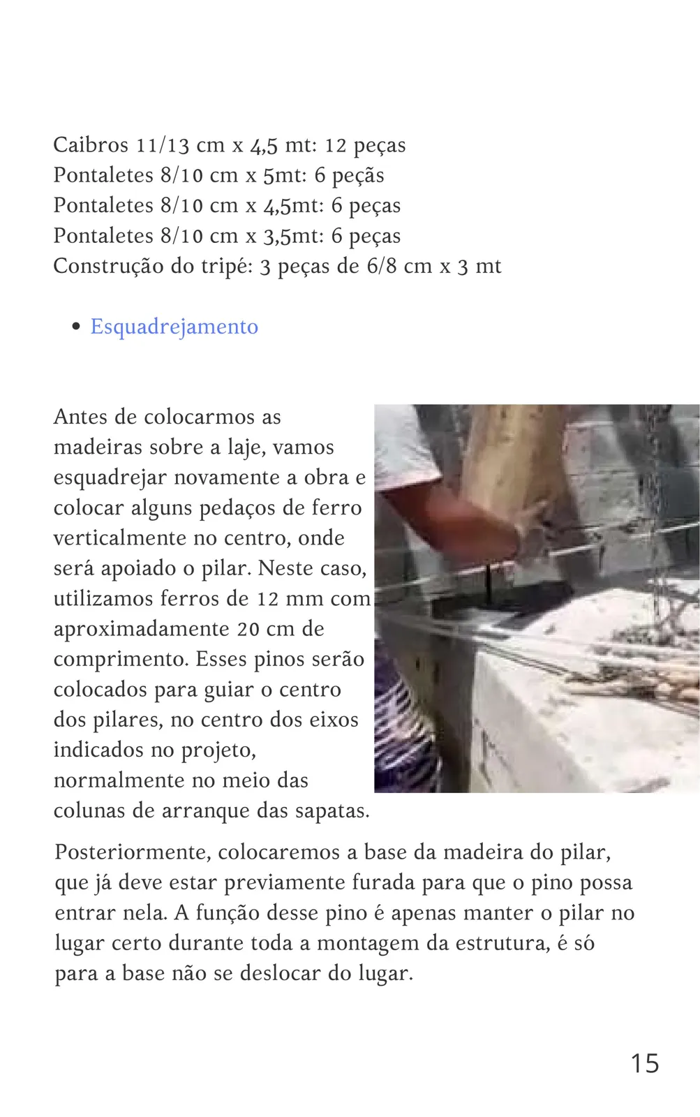 Lista completa de madeiras, peça por peça
